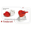 KC-00398 / set de fondue de cerámica / color rojo / forma de corazón